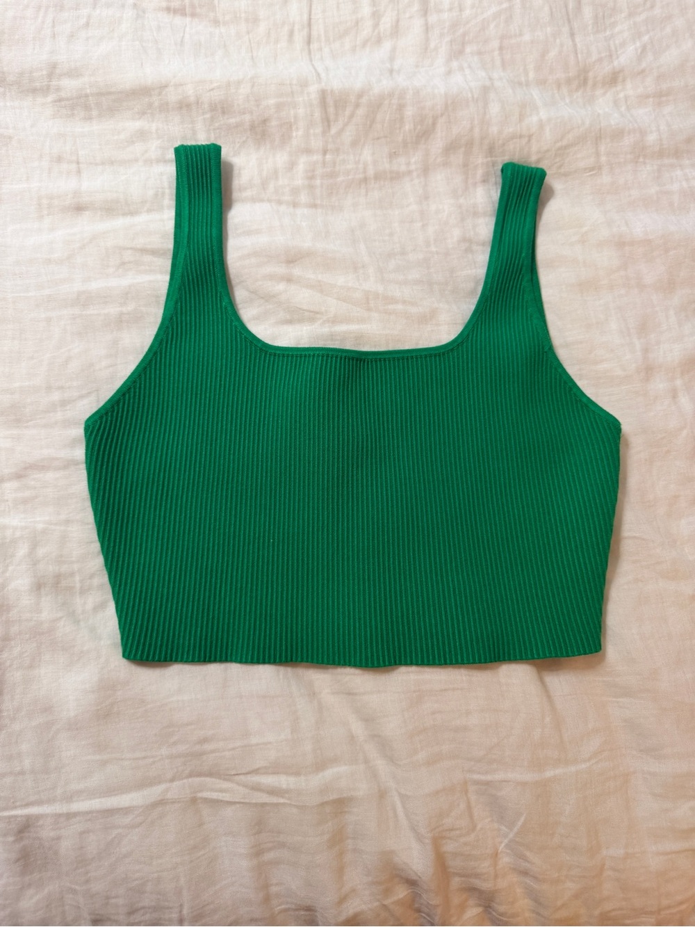 NWT House of Harlow 1960 Kelly Green Ribbed Square-Neck Crop Top Large